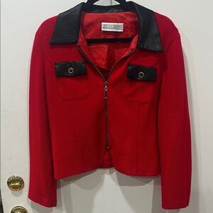 Jessica Howard Red Zip Jacket with Black Trim